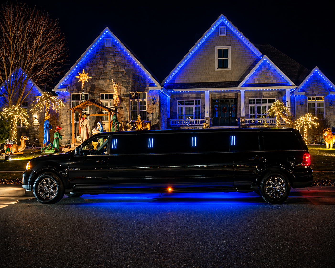 Wedding limo arrival